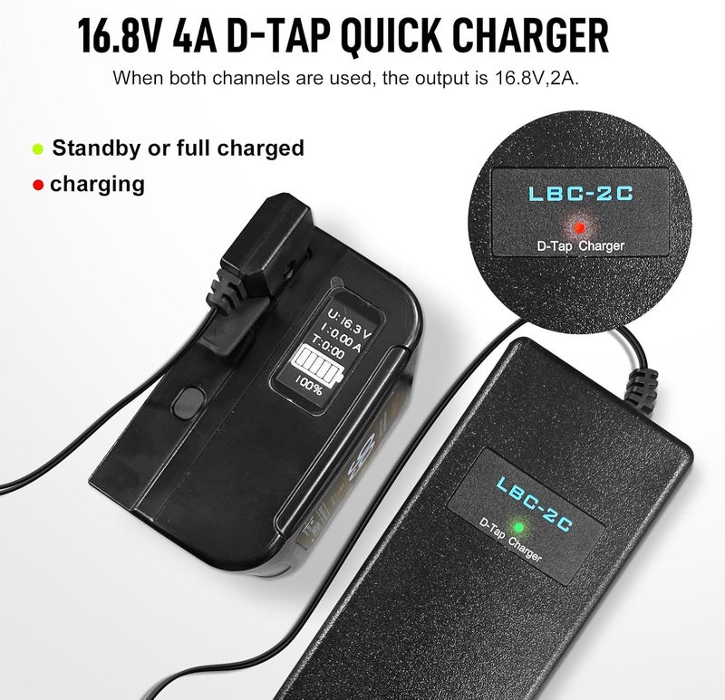 MOMAN TAP2C Dual D-Tap Charger with 4-pin XLR DC Output V-Mount/Gold-Mount Battery Power Adapter for Camera DSLR [DC 16.8V/4A] - Image 4